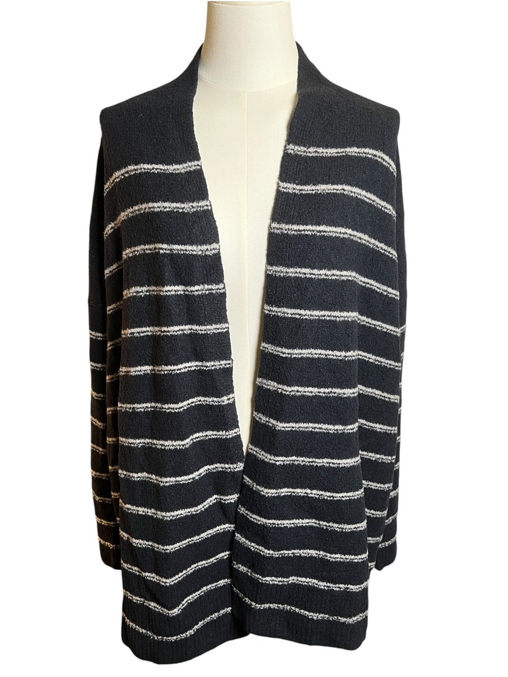 VINCE Striped Wool Blend Coastal/ Off White Cardigan Size Small